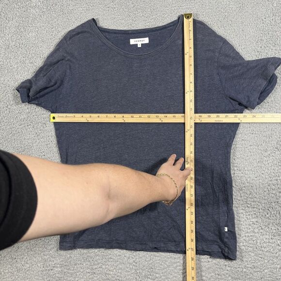Venroy Shirt Women's Sz M Blue Short Sleeve 100% Linen Casual Tee Lightweight - Picture 5 of 7